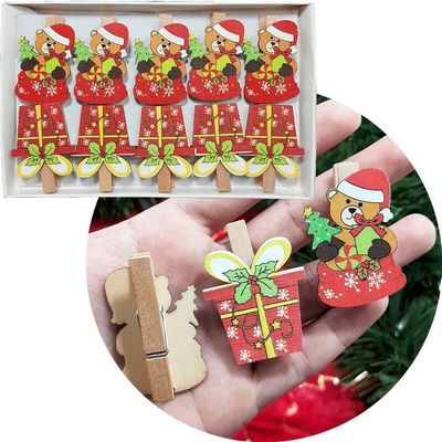 Jogo Prendedores Decorativo De Natal Urso Enfeite Kit 100pçs