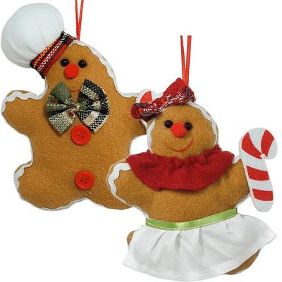Bonecos Biscoito Ginger Pendente Enfeite Natalino 16cm 8pçs