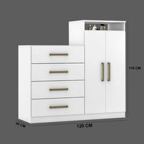 Cômoda 4 Gavetas 2 Portas 1 Nicho Latida Branco