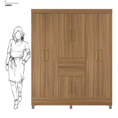 Kit Guarda Roupa Casal 8 Portas Munique Cômoda Astral Amêndola Touch