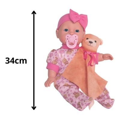 Boneca Judy Baby Naninha De Urso E Chupeta - Milk