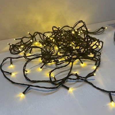 10 Metros De Led Pisca Cordão Com 100 Lampadas Formato Gota Fio Preto Branco Quente