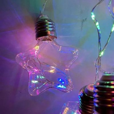 Fio De Led Com 10 Lâmpadas Estrelas Fio De Fada Usb E Pilha Aa Azul
