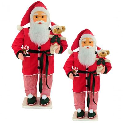 Boneco Natalino Papai Noel Dorminhoco Pijama Ursinho De 90cm