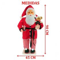 Boneco Natalino Papai Noel Dorminhoco Pijama Ursinho De 90cm
