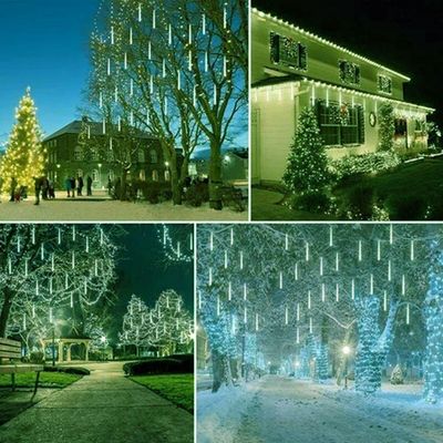 8 Tubos De Luz Led De 50cm Em Cascata De Iluminação Efeito Gelo Chuva Natal Verde