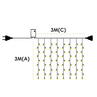 Pisca De Led Cortina 320l 3x3m 8 Modos 110v Decoração Natal Cores Azul