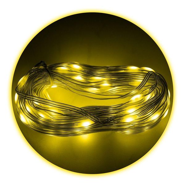 Led Pisca Linha Com 10 Metros Lampadas Tomada 8 Modos Natal Ano Novo Amarelo