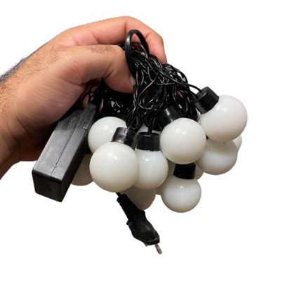 Cordão De Lâmpadas De Led Pisca Formato Bolinha 4 Metros 8 Funções Natal Tomada Verde