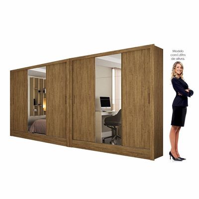 Closet Casal Duplo Fortaleza 6 Portas Plus 12 Prateleiras Cinamomo