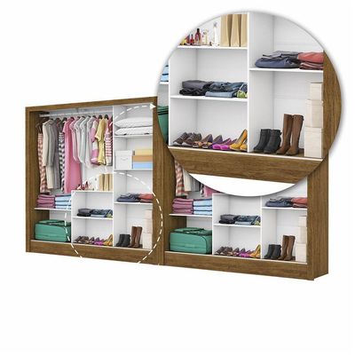 Closet Casal Duplo Fortaleza 6 Portas Plus 12 Prateleiras Cinamomo