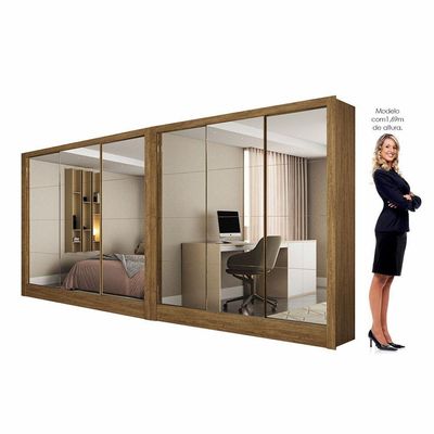 Closet Casal Duplo Fortaleza 6 Portas Premium 12 Prateleiras Cinamomo