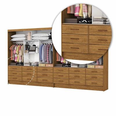 Closet Sevilha 6 Portas Casal Duplo Premium 18 Gavetas Cario Cinamomo