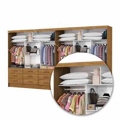 Closet Sevilha 6 Portas Casal Duplo Premium 18 Gavetas Cario Cinamomo