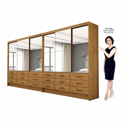 Closet Sevilha 6 Portas Casal Duplo Premium 18 Gavetas Cario Cinamomo