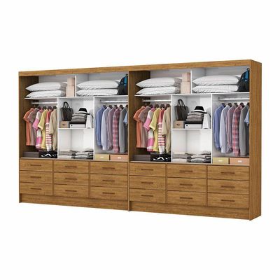 Closet Sevilha 6 Portas Casal Duplo Premium 18 Gavetas Cario Cinamomo
