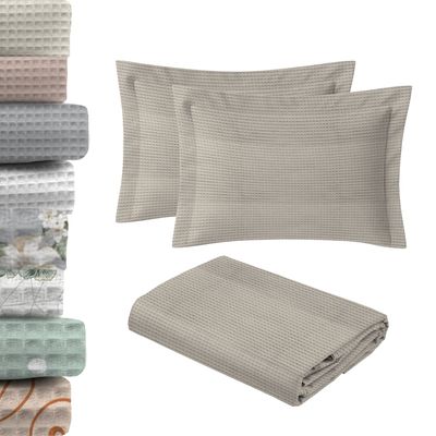Kit Colcha Piquet Casal - 100% algodão Pérola