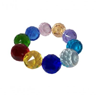 Kit 10 Bolas Coloridas Cristal 3,0 Cm Com Argolas