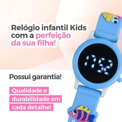Relogio Digital Infantil Azul Menina + Pulseira Criança Qualidade Premium Pulseira Ajustavel Menina