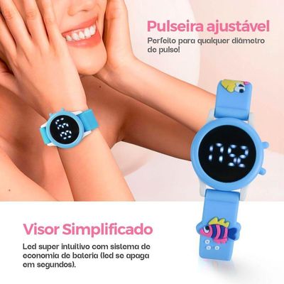 Relogio Digital Infantil Azul Menina + Pulseira Criança Qualidade Premium Pulseira Ajustavel Menina