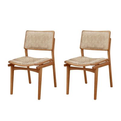 Conjunto Eva Com 2 Cadeiras Madeira Moderna Mobília Milano / Imbuia Nat.