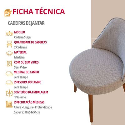 Conjunto Suíça Com 2 Cadeiras Madeira Moderna Mobília Brisa/ Imbuia Nat.