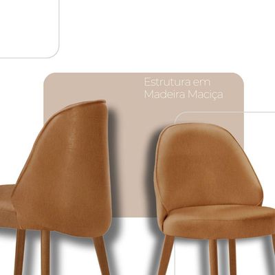 Conjunto Suíça Com 2 Cadeiras Madeira Moderna Mobília Star Caramelo / Imbuia Nat.