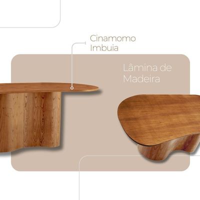 Mesa Suíça 220cm Tampo Orgânico Laminado Moderna Mobília Cinamomo Imbuia Nat