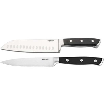 Kit 2 Facas para Cozinha 5' e 7' Santoku Oriental Inox Brino