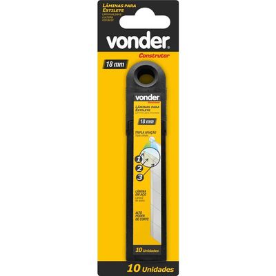 Lâmina Para Estilete 18 Mm Tubete Com 10 Peças Vonder Construtor
