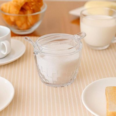 Kit Chaleira Preta de Inox com Apito e Açucareiro de Mesa com Colher Transparente Chá Café