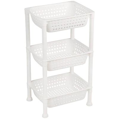 Fruteira de Chão Cozinha 3 Andares Plástico Branco Cesto