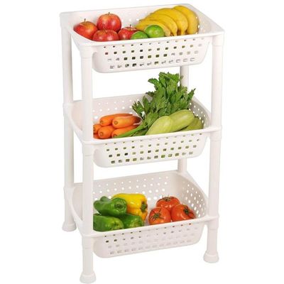 Fruteira de Chão Cozinha 3 Andares Plástico Branco Cesto