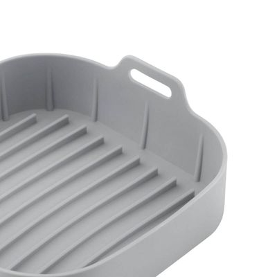 Forma Quadrada de Silicone para Air Fryer Cinza 20x7cm Lyor Reutilizável Carne Bolo