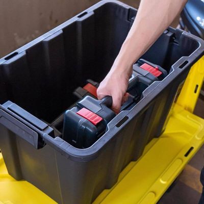 Caixa Organizadora Grande Plástica Empilhável Tampa com Trav