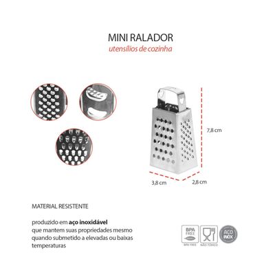 Peneira 8cm e Ralador de Queijo Mini Aço Inox Pequeno