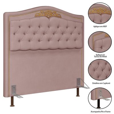 Cabeceira Cama Box Casal King 195cm Com Calçadeira Baú Rosê