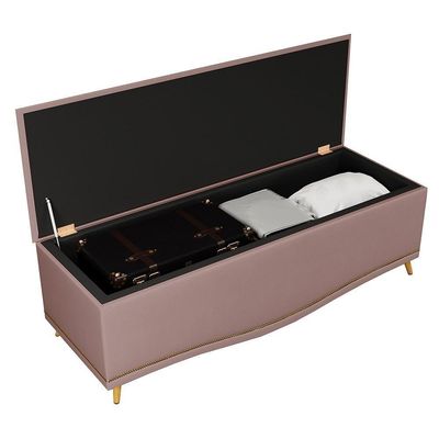 Cabeceira Cama Box Casal King 195cm Com Calçadeira Baú Rosê