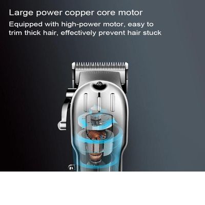 Máquina De Cortar Cabelo em Metal Cromado Profissional Kemei Km-1996