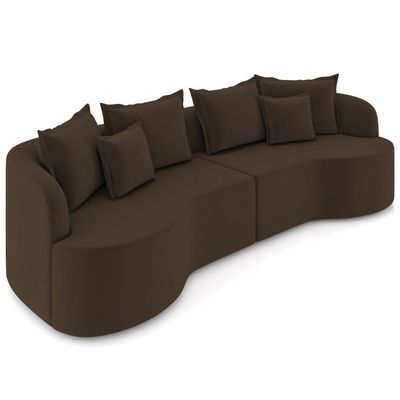 Sofá 3 Lugares Orgânico Sala De Estar Living 250cm Ekos K01 Veludo Marrom - Lyam Decor