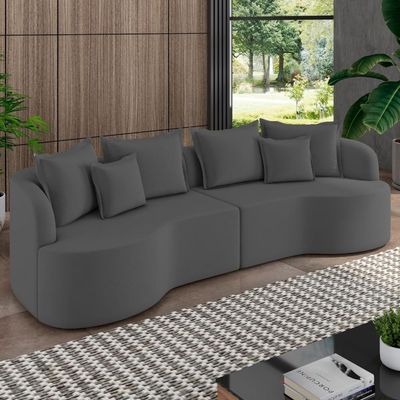 Sofá 4 Lugares Orgânico Sala De Estar Living 290cm Ekos K01 Veludo Cinza - Lyam Decor
