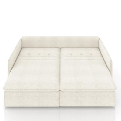Sofá Cama Retrátil Para Sala de Estar 234cm Una K01 Bouclê Cru - Lyam Decor