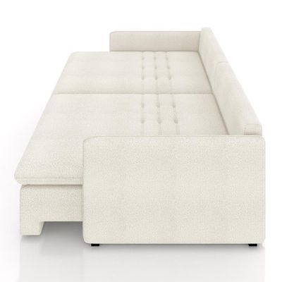 Sofá Cama Retrátil Para Sala de Estar 234cm Una K01 Bouclê Cru - Lyam Decor