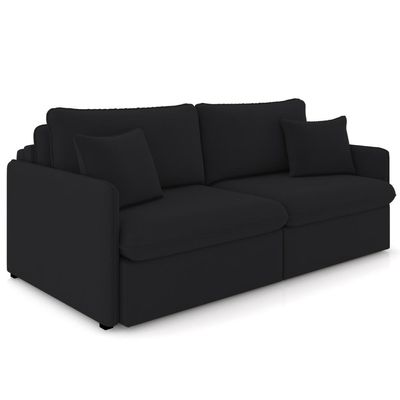 Sofá Cama Retrátil Para Sala de Estar 174cm Una K01 Veludo Preto - Lyam Decor