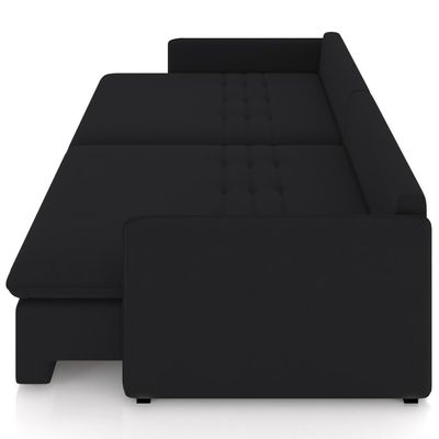 Sofá Cama Retrátil Para Sala de Estar 174cm Una K01 Veludo Preto - Lyam Decor