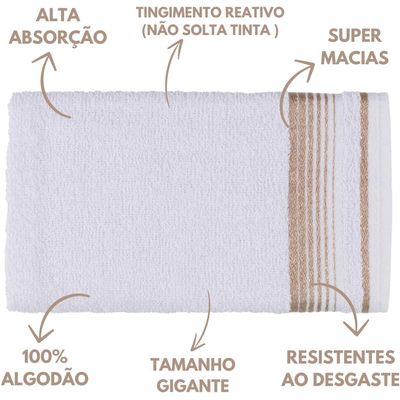 Jogo de Toalhas Luxury Soft Beka 360 g/m² 2 Banho + 2 Rosto + 2 Piso Luxo Branco