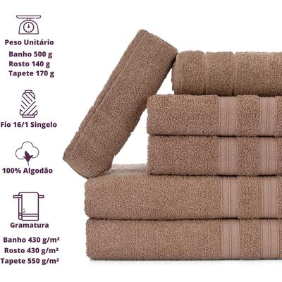 Jogo de Toalhas Gigante Itália Soft 2 Banhão + 2 Rosto + 2 Tapete Luxo 100% Algodão - Bege