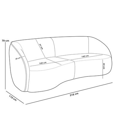 Sofá 4 Lugares Para Sala Living Orgânico 318cm Eron M03 Veludo Bege - Lyam Decor