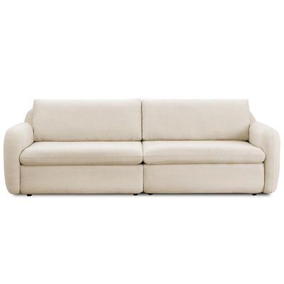 Sofá 4 Lugares Orgânico Sala de Estar Living 276cm Eliot F04 Linho Tramado Creme - Lyam Decor