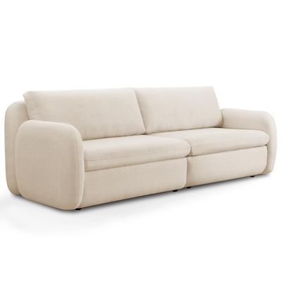 Sofá 4 Lugares Orgânico Sala de Estar Living 276cm Eliot F04 Linho Tramado Creme - Lyam Decor